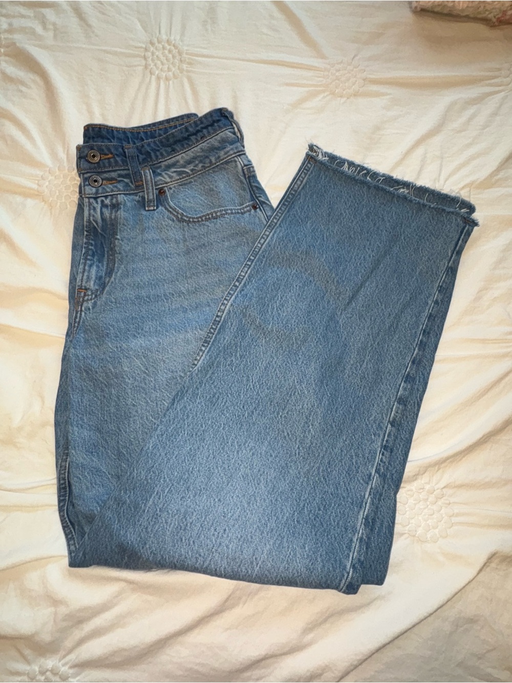 Abercrombie & Fitch Medium Blue Flared Wide-Leg Jeans